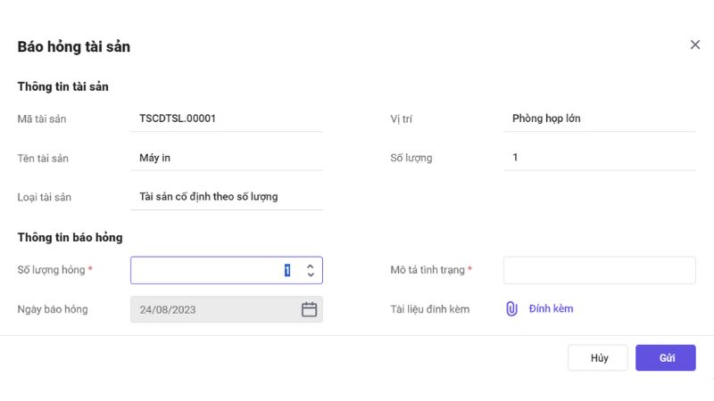 Hỏng/Mất/Thu hồi tài sản